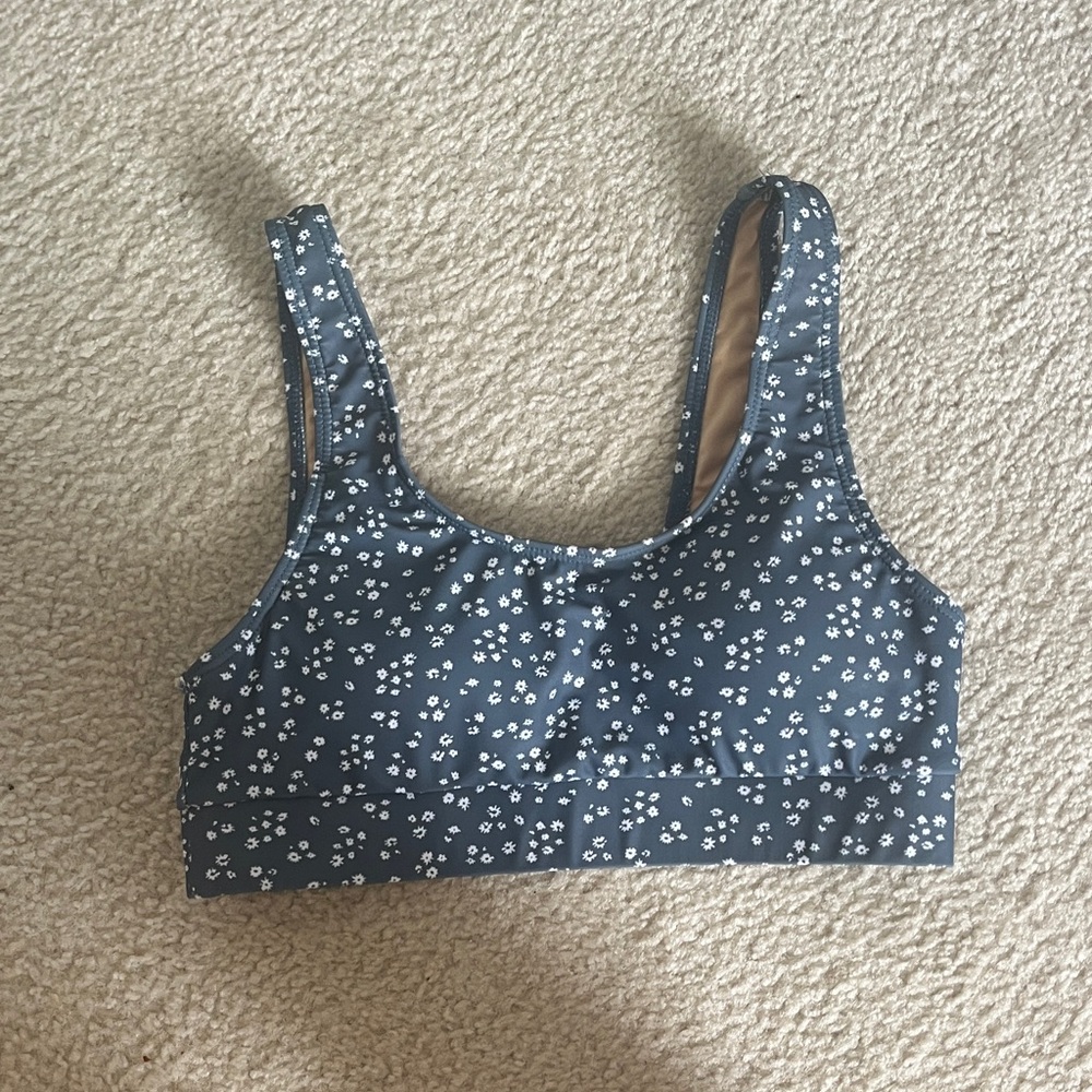 Geode Swimwear Pacific Top Blue floral Bikini Top S
